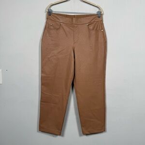 SPANX Women's Tan Leather Like Cropped Pants, Size L, Great Condition
